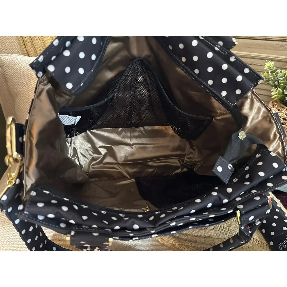 JuJuBe Be Classy Structured Multi-Functional Diaper Bag Black White Polka Dot